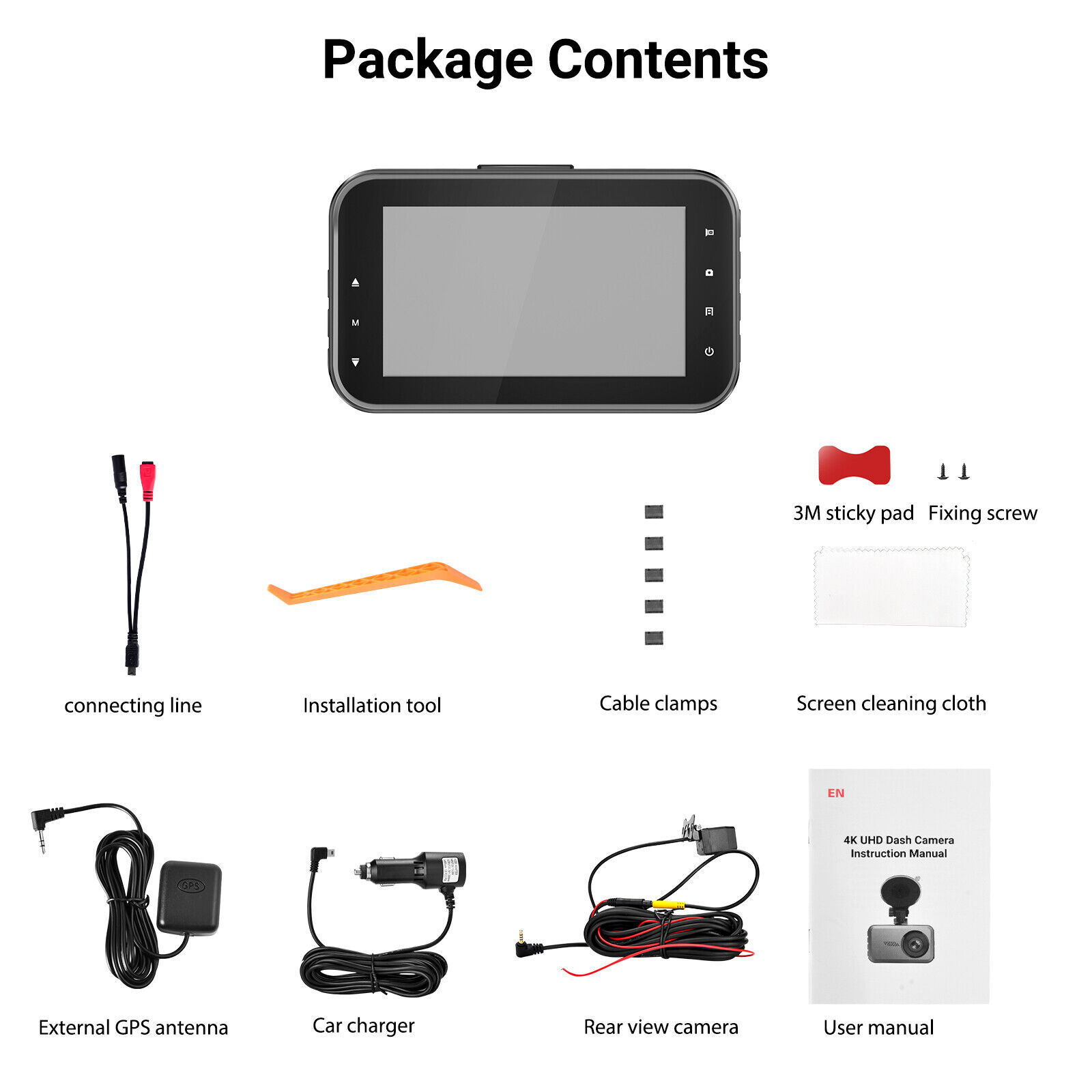 GPS Dual Lens 4K 3840*2160P Dash Cam WiFi Recorder Car Camera DVR Video G-Sensor