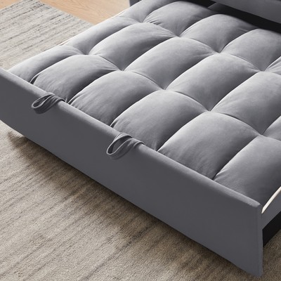 Foldable Velvet Sofa Bed with Adjustable Back USB Port Ashtray and Phone Stand