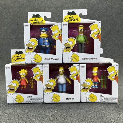 The Simpsons Bundle Homer Bart Lisa Ned Chief Wiggum 2.5'' Figures Full Set Jakks