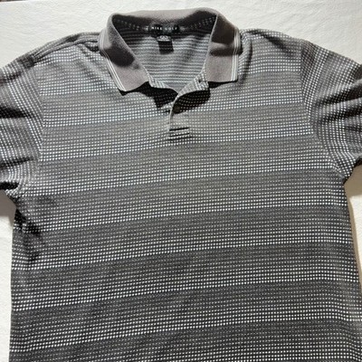 Nike Golf Polo Shirt Mens Large Gray Stripe 18 Logo Short Sleeve