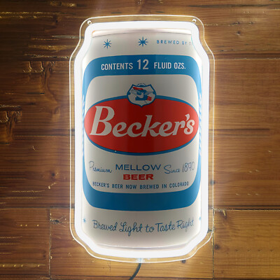 Becker's Mellow Beer Can Neon Sign Light Bar Mall Corridor Wall Decor 12''x7'' H4