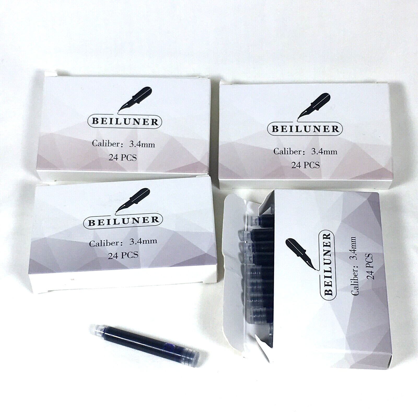 Beiluner 3.4 mm Premium Fountain Pen Ink Cartridges 4 Packages BLUE 24