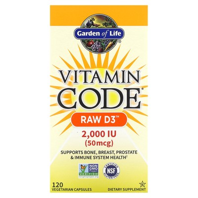 Vitamin Code, RAW D3, 50 мкг (2000 МЕ), 120 вегетарианских капсул