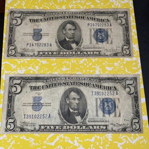 【buuun(•ө•)⚓︎】 1934-D $5 Silver Certificate Blue Seal Average Circ | eBay