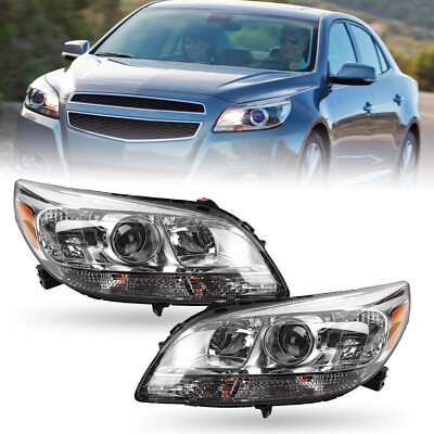Pair For 2013 2014 2015 Chevy Malibu Halogen Projector Headlights Headlamp LH+RH