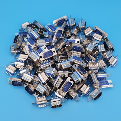 100Pcs D-SUB DB9 Male RS232 Serial Port 9Pin Wire Solder Plug Connector