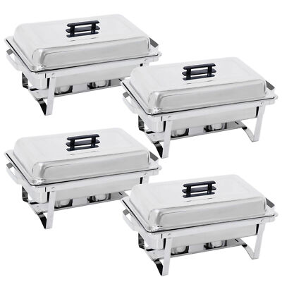 4 Pack 8QT Chafing Dish Wedding Buffet Stainless Steel Chafer Catering Full Size