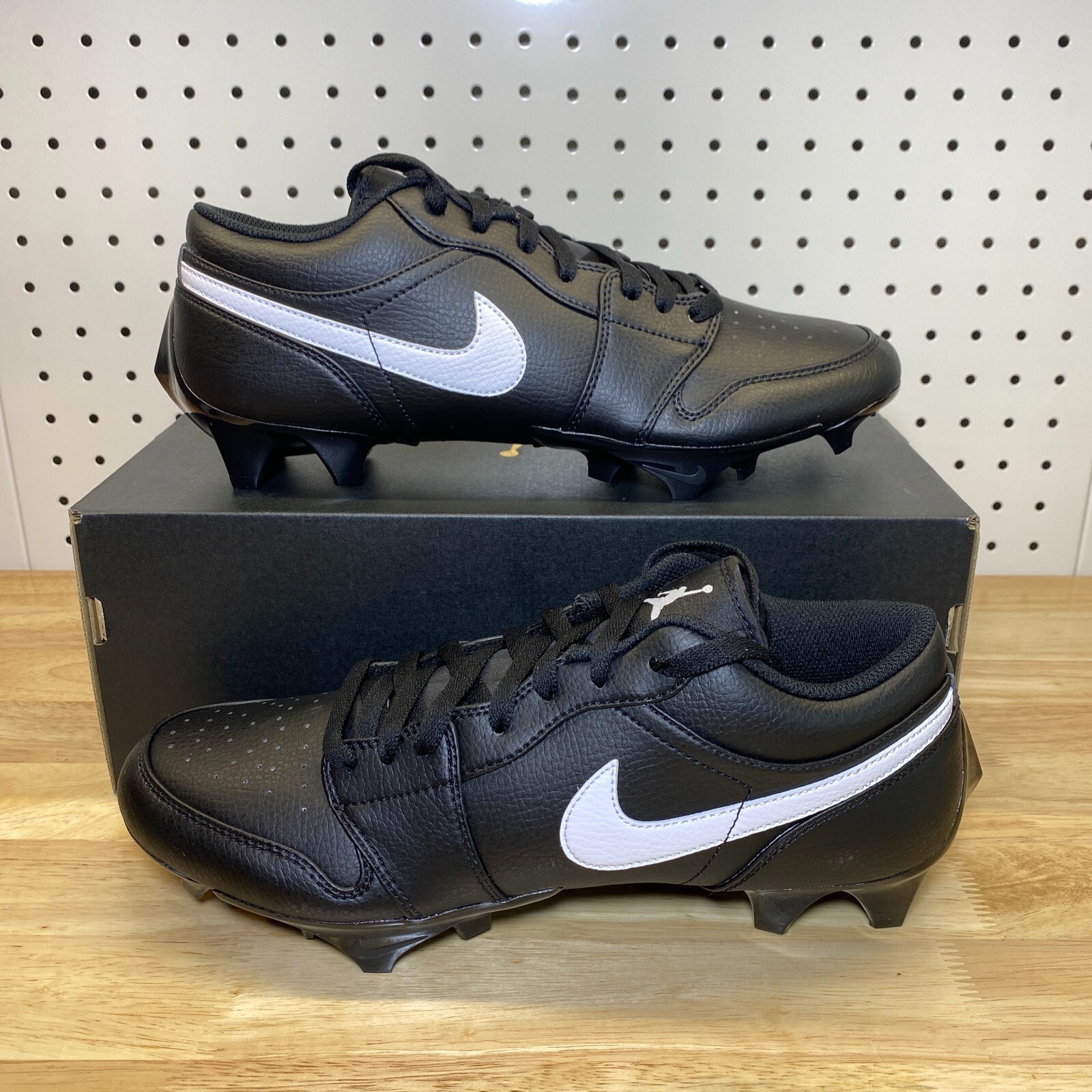 Nike Jordan 1 Low TD Football Cleats Black White FJ6245-001
