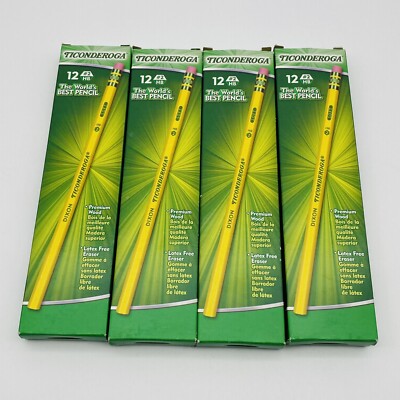 Dixon Ticonderoga No 2 Pencils 12 CT #2 HB Soft, Lot of 4 Boxes, School