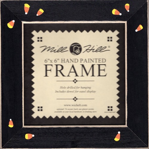 Matte Black Candy Corn Wooden Frame 6 x 6 Hand Painted Mill 
