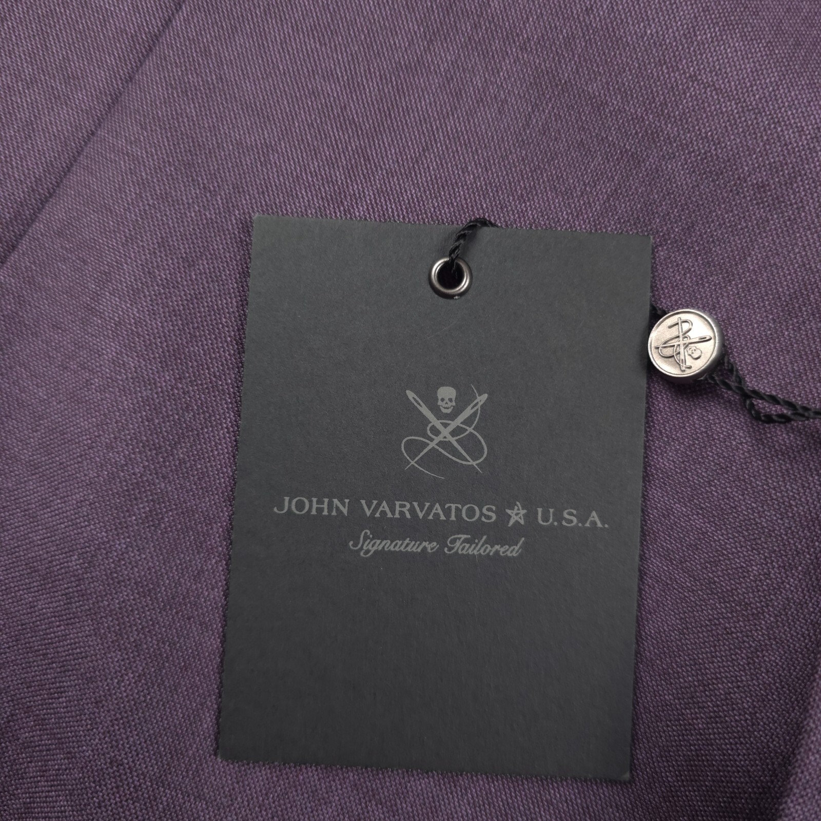 Pre-owned John Varvatos Bleecker Purple Sharkskin Slim Fit Blazer Suit Jacket Mens 42r