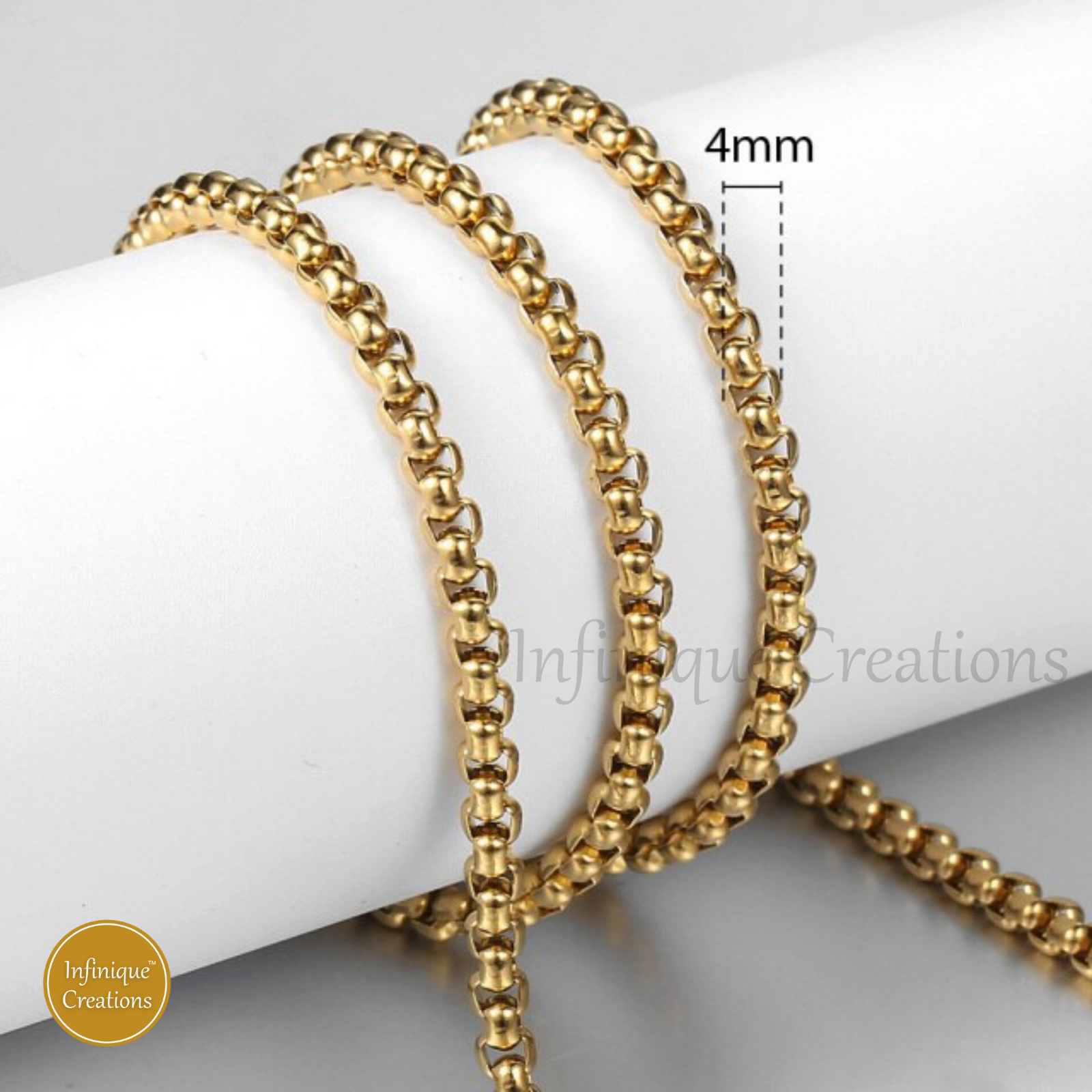 Stainless Steel Round Box Chain 18k Gold Plated 7-38" Bracelet Necklace 1.5-5mm