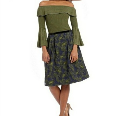  Max Studio Women's Size 4 Blue Green Floral Knee Length Skirt 