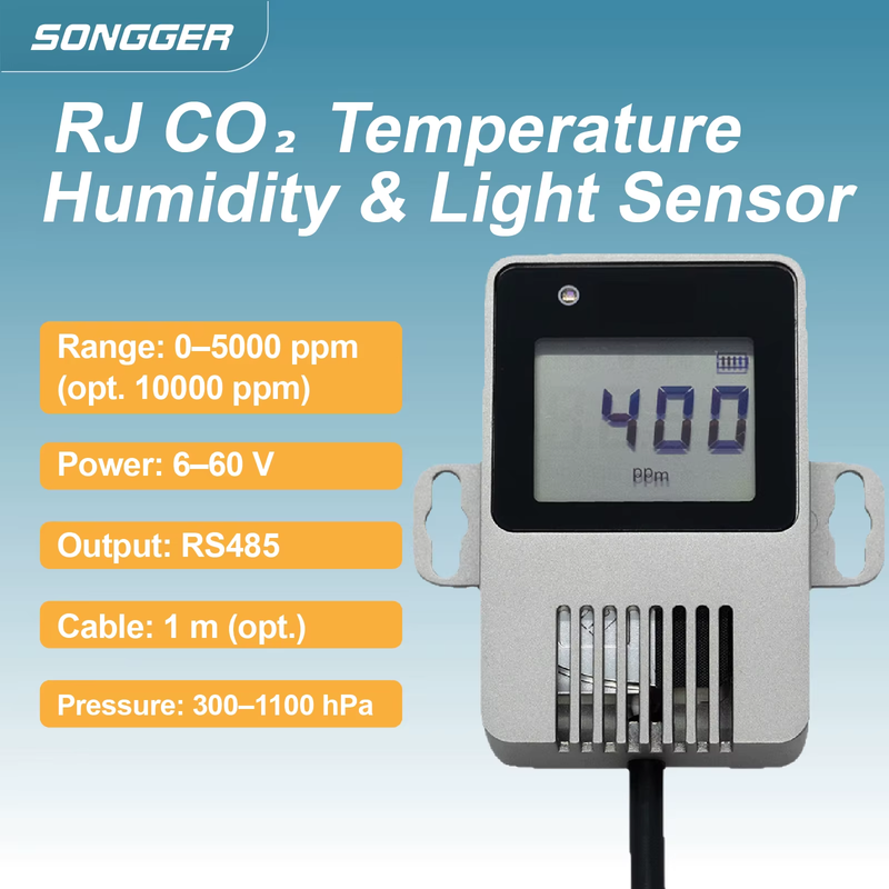 WS301 CO2 Temperature Humidity Barometric Pressure Light Sensor RS485 Transmitte