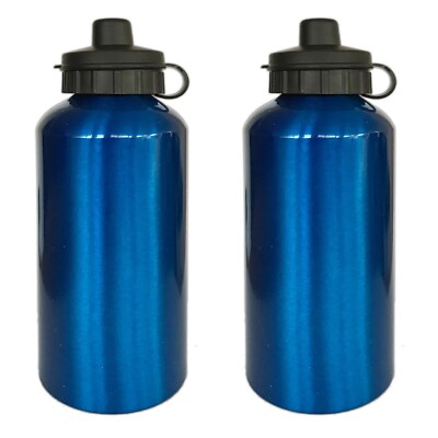 2x Aluminium Trinkflasche 0,5 L Alu Wasserflasche Sportflasche Fahrradflasche