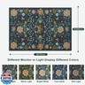 Terrug 4x6 Dark Green Floral Area Rug for Bedroom,Boho Machine Washable Ultra-Thin Rugs with Non-Slip Blacking for Living Room,Large Flower Carpet for Dining Room Playroom Floor Decor
