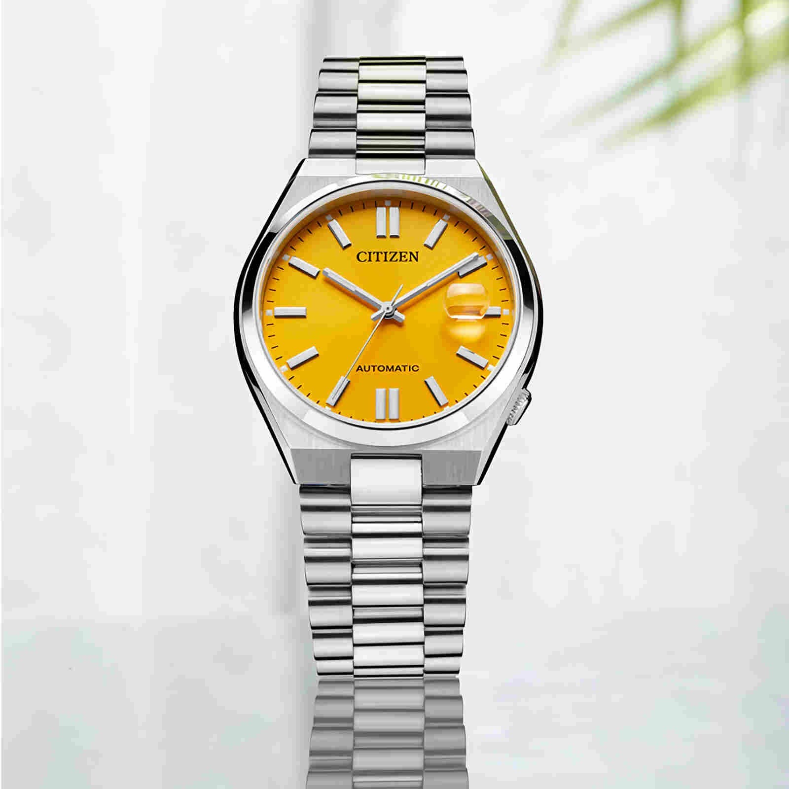 Pre-owned Citizen Nj0150-81z Tsuyosa Automatic Yellow Dial Stainless Steel Men's Watch