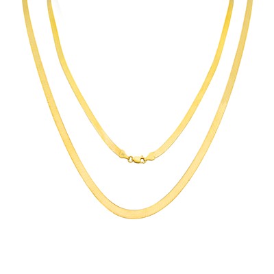 Pre-owned Nuragold 10k Yellow Gold Solid Womens 4mm High Polish Silk Herringbone Chain Necklace 18"