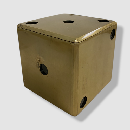 L'Objet Gold Rustic Dice Decorative Storage Box | 4.5" Sq