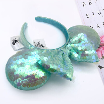 Disney Parks Minnie Green 2022 Ears Iridescent Little Mermaid Ariel Headband Cos