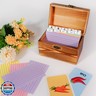 MOBYKE Index Card Holder 3x5, wooden Origanizer Recipe Box with 100 PCS Flash cards, 30 White Dividers, 1 Blank Sticker and 1 Letter Sticker, Flashcard Notecard Holders for Home Office