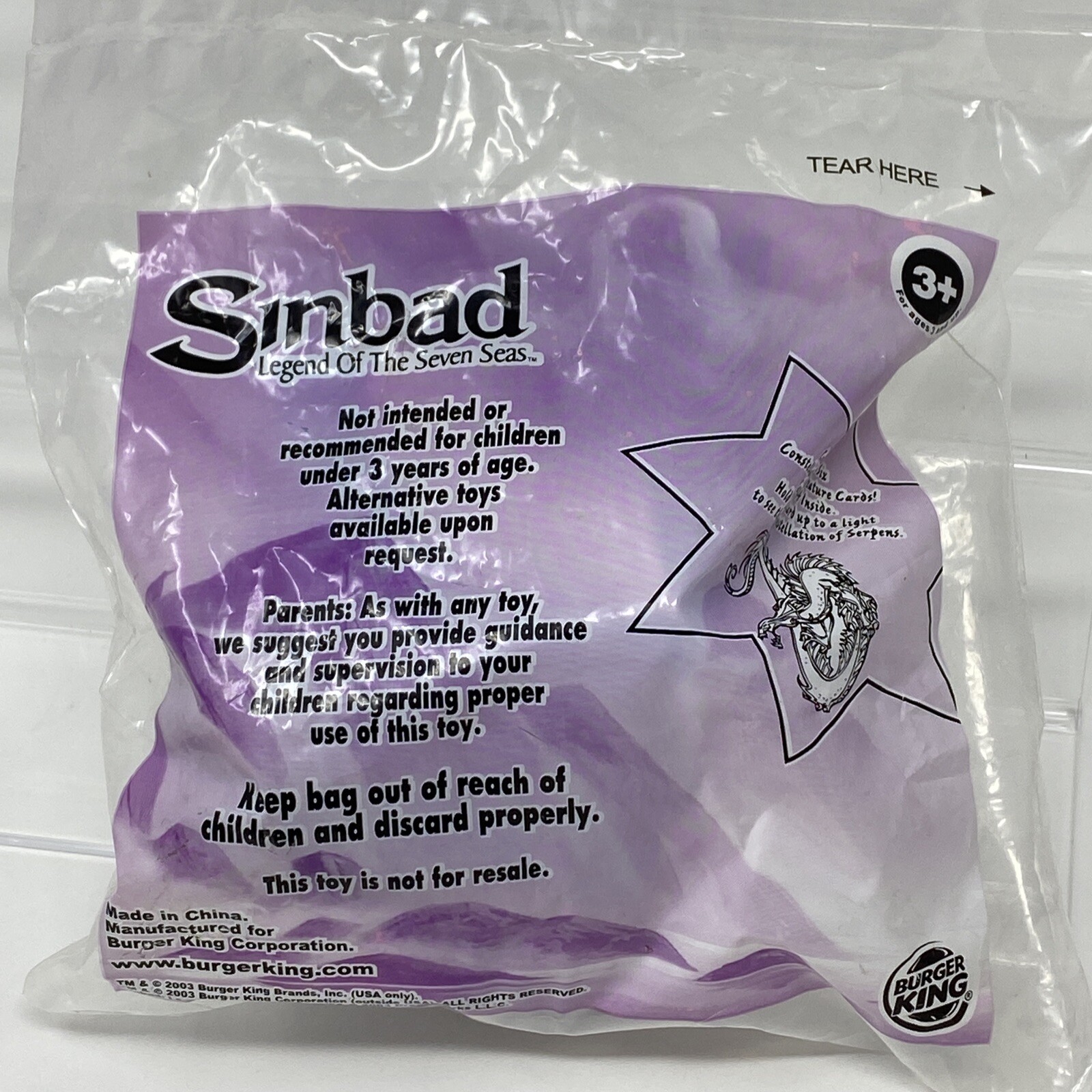 2003 Sinbad Legends of the Seven Seas Burger King Kids Club 