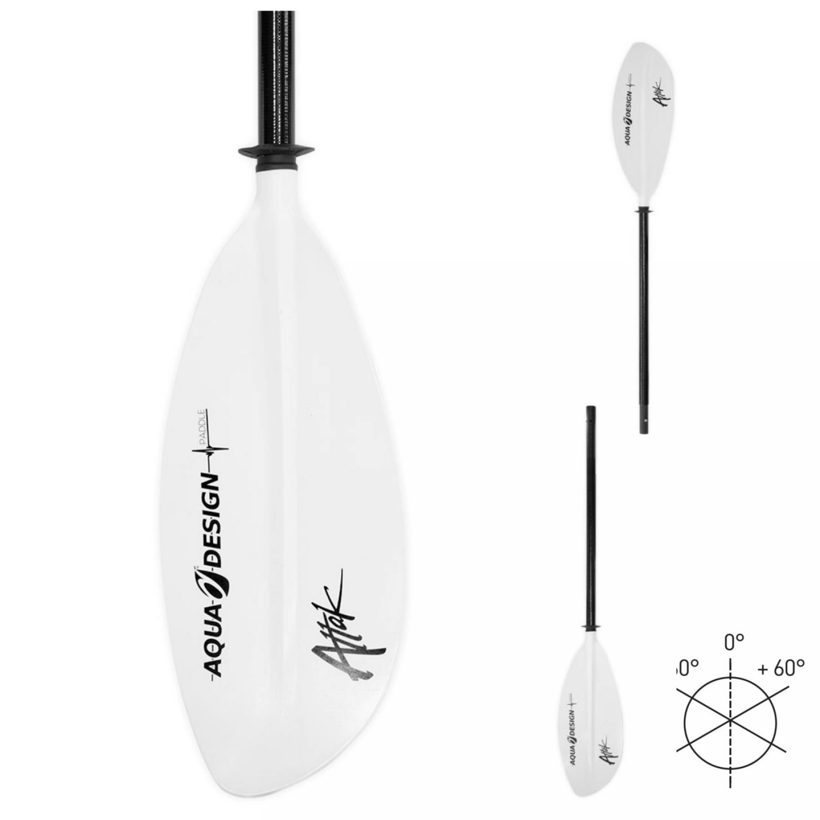 Aquadesign Attak 2 Fiberglas Doppelpaddel Kajak Kanu zweiteilig teilbar