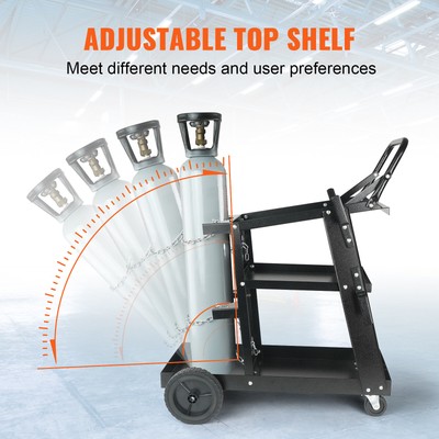 VEVOR Welding Cart 3-Tier 400 LBS Welder Welding Cart with 360° Swivel Wheels