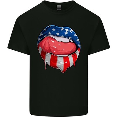 Camiseta De Algodón Ligera Para Hombre Sexy Lips América