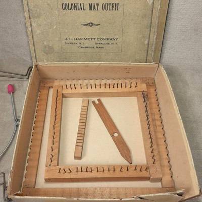 Vintage Weaving Pin Loom Frame J.L. Hammett Colonial Mat Outfit Box
