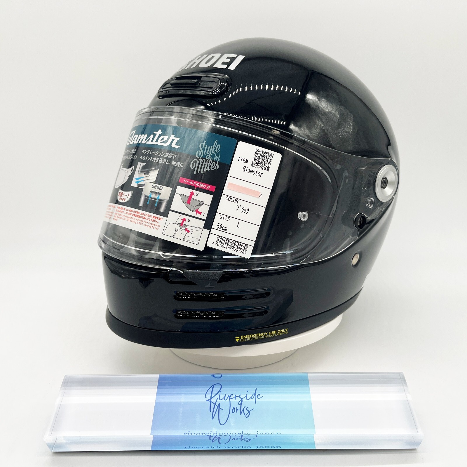 Shoei Glamster Black Neo Classic Retro Full Face Helmet Size Shoei Glamster Black Neo Classic Retro Full Face Helmet Size
