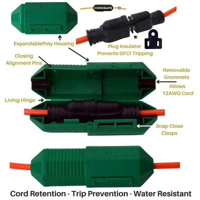 CordSafe PLUS Extension Cord Connection Cover - Water-Resistant, Indoor/Outdoor