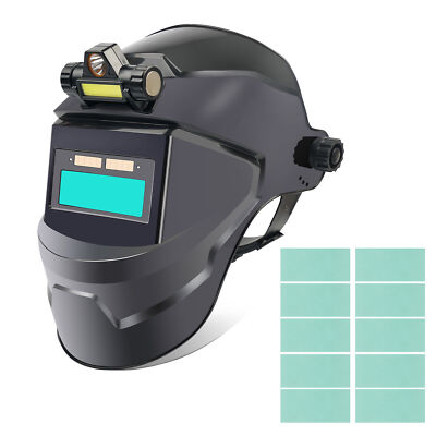 Solar Welding Helmet Auto Darkening With LED Light +10 PCS Protective Film Q8Y2