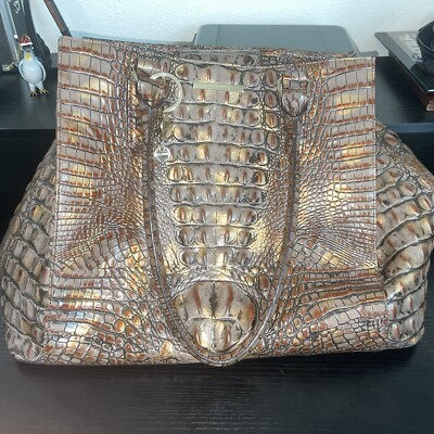 Brahmin Bag Alligator Crocodile Brown Ombré Shoulder Bag
