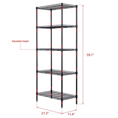 Changeable Adjustable 5 Shelf Storage Shelving Unit Steel Organizer Wire Rack US