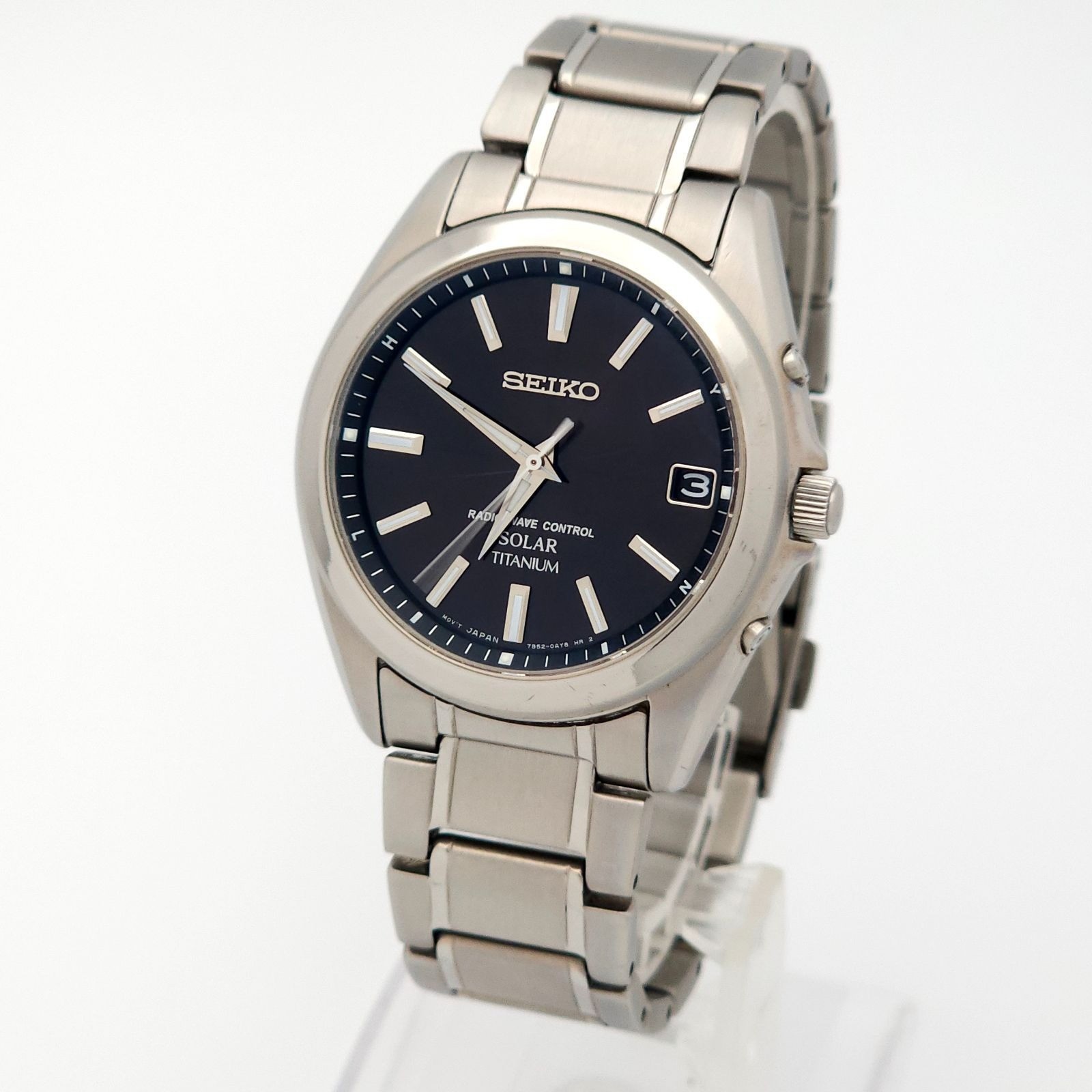 【本日終了】 セイコー ソーラー 電波時計 メンズ チタン 7B52-0AK0 SEIKO 7B52-0AK0 Titanium Radio wave control Solar men Qz Black