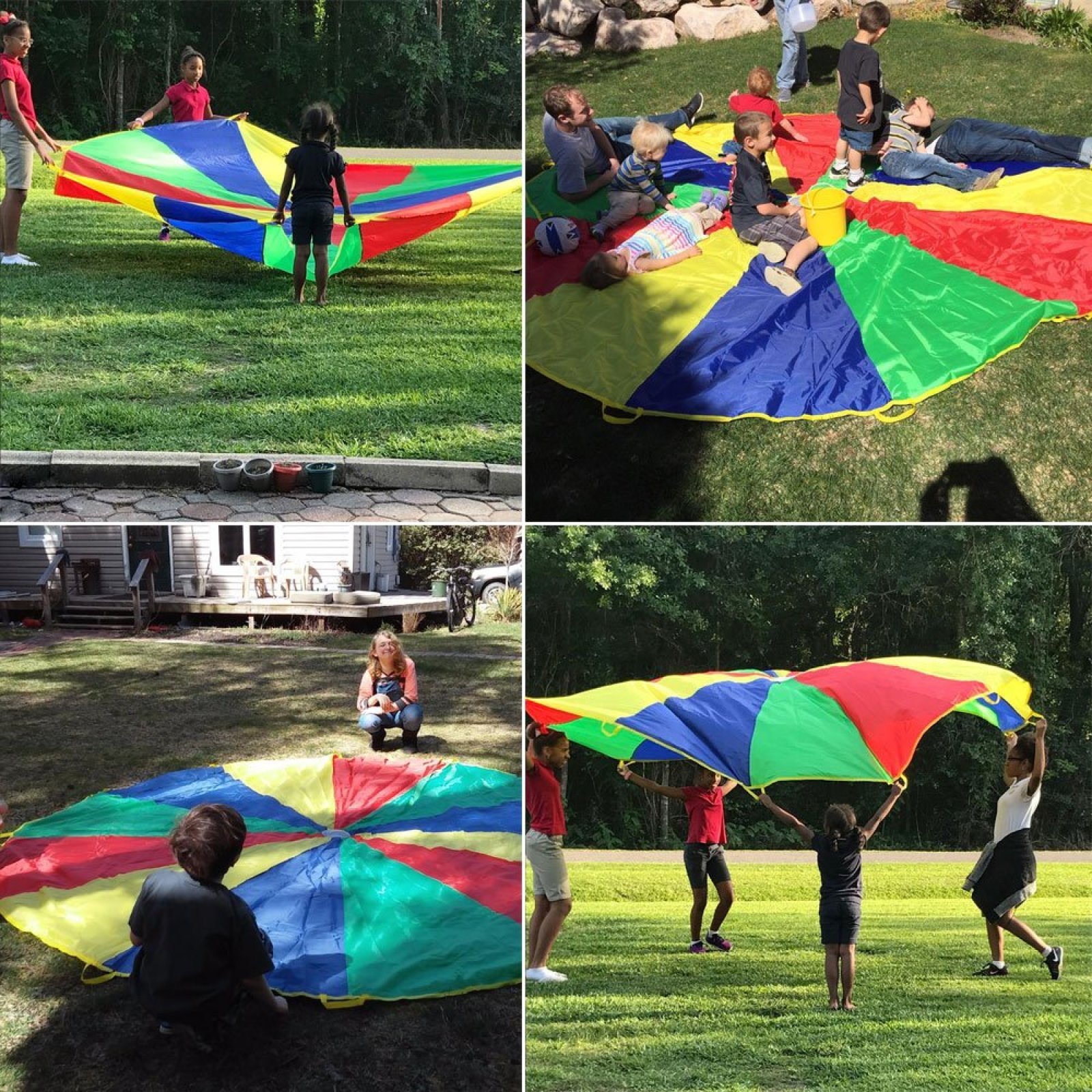12 Ft Parachute Cooperative Games for Kids with 12 Handles Play Parachute New