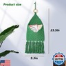 Macrame Mail Organizer Wall Mounted, Hanging Woven Basket for Boho Home Office Decor, Front Door Baskets, Key Mail File Letter Envelope Holder for Entryway Hallway, Grass Green