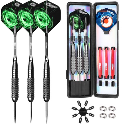 CyeeLife 28g Steel tip darts set with case Aluminum and PVC Shafts Extra Flights