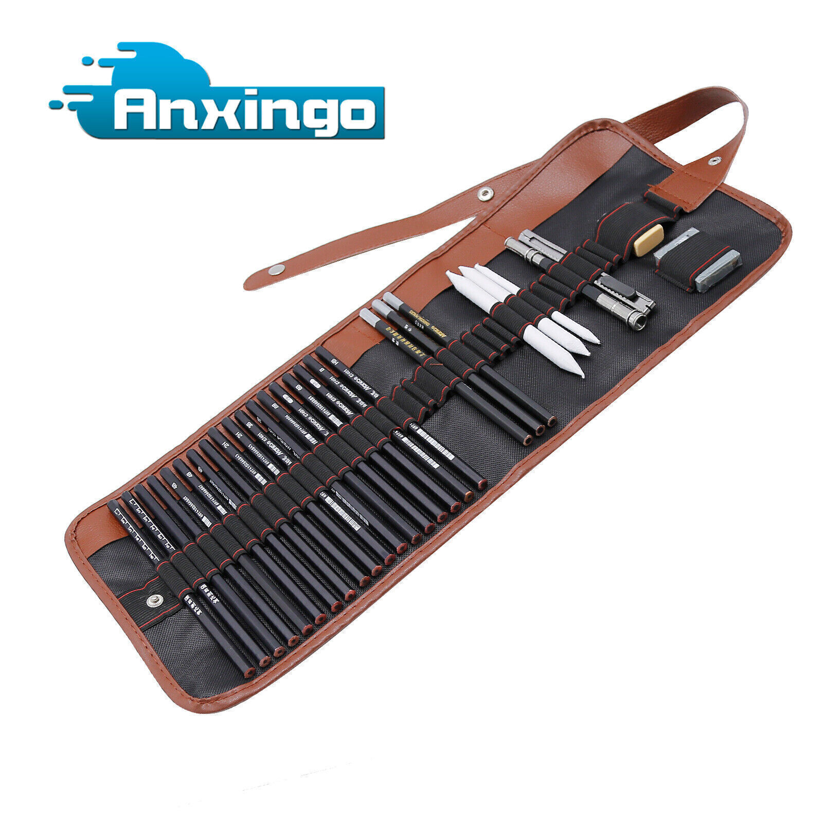 29 Pcs Professional Drawing Artist Tool Set Pencil and Sketch Charcoal with Bag