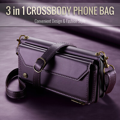 For Samsung Galaxy S24 S23 S22 S21 S10 Women Men Crossbody Wallet Phone Case