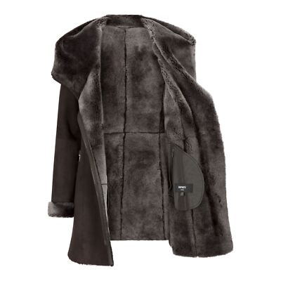 Pre-owned Truclothing Women's Sheepskin Brown Toscana Suede Hood Coat | Infinity