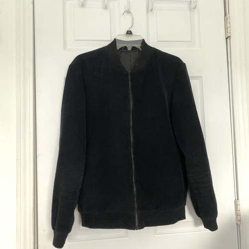 Topman Jacket Mens 38 Small Black Corduroy Bomber Full Zip