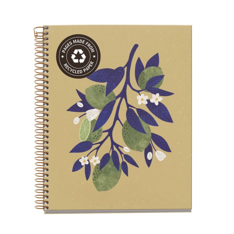 Miquelrius 4-subject Recycled Lined Notebook A5 6.5x8 - Lemon Branch
