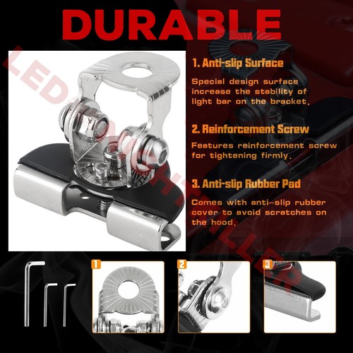 2X Universal Mounting Bracket Clamp Hood Pillar LED Cube Work Light Bar ATV 4WD