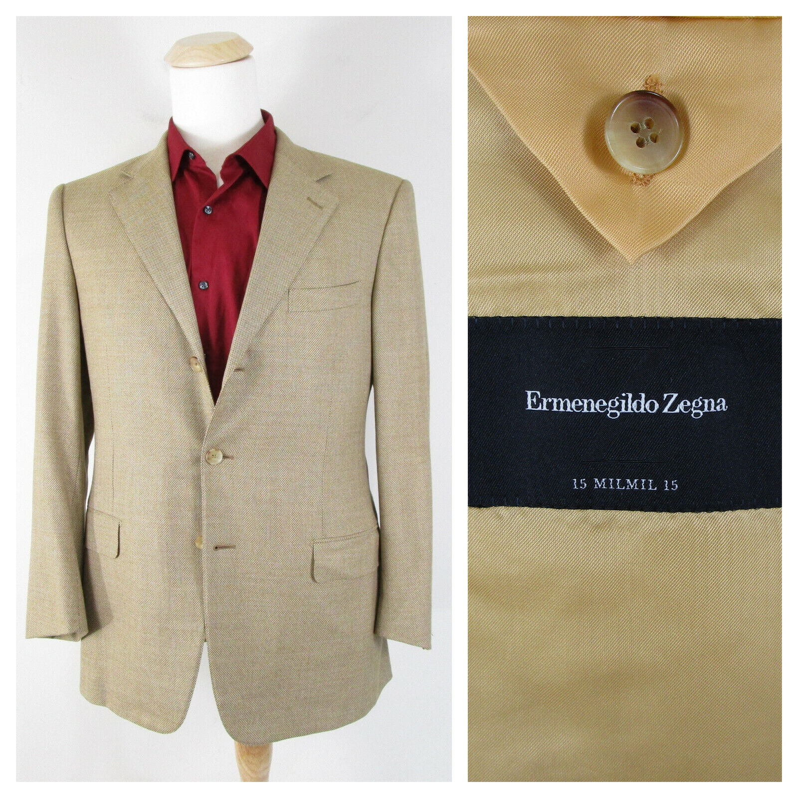 Ermenegildo Zegna 15 MILMIL 15 Tan Beige Wool Slim Fit Sport Ermenegildo Zegna 15 MILMIL 15 Tan Beige Wool Slim Fit Sport