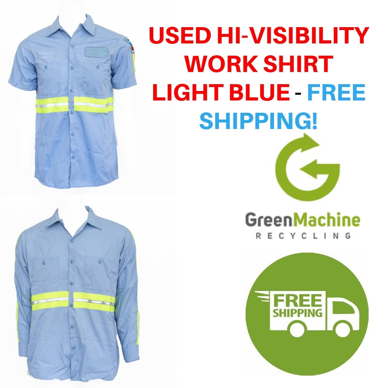 Used Hi-Visibility Reflective Hi-Vis Work Shirt Cintas, Redkap, Unifirst, G&K 