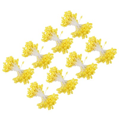 720 Pcs 5mm Double Heads Flower Stamen Artificial Lavender Flower Pistil Yellow