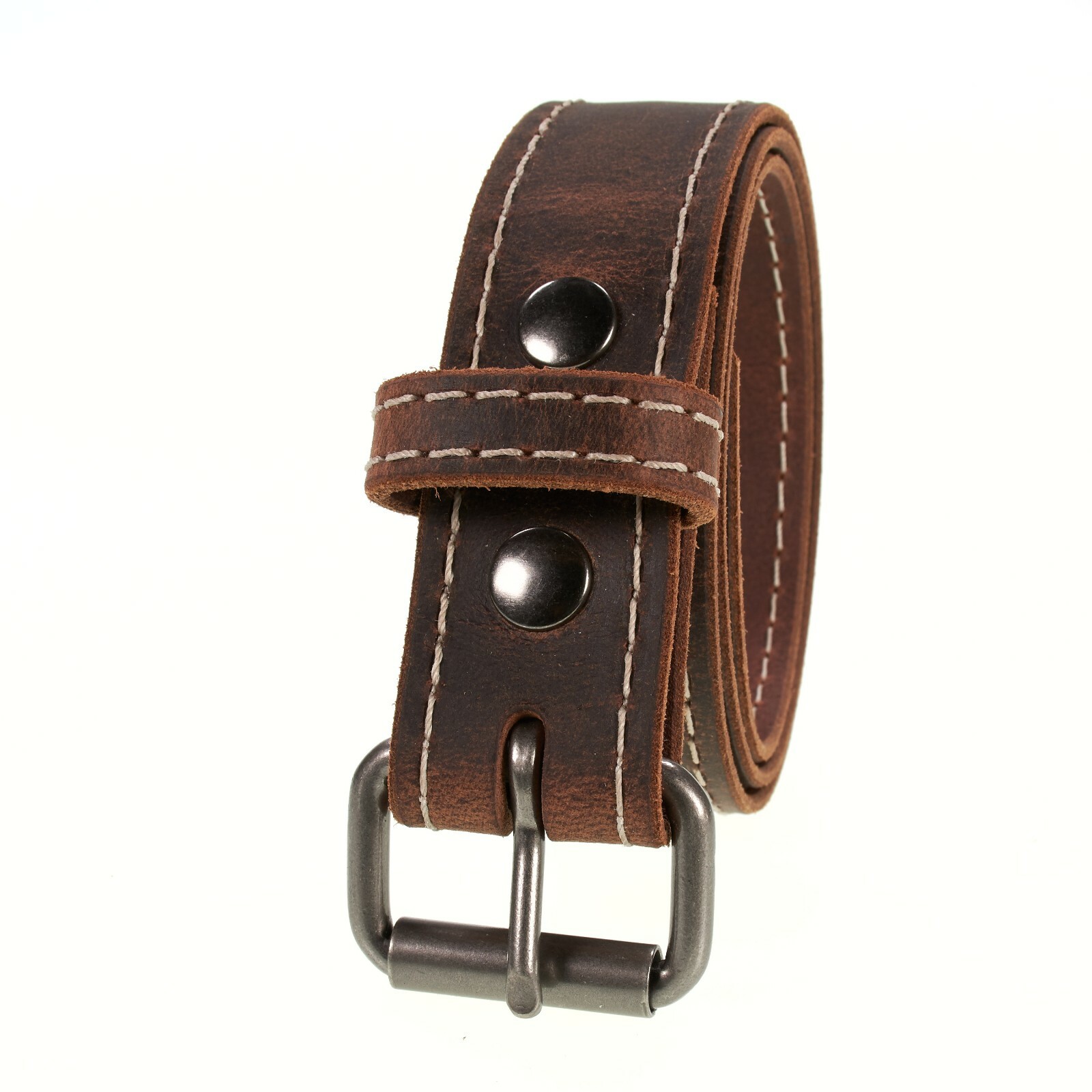Men's Genuine Buffalo Leather Belt, 1 1/2" width, Amish Handmade, Crazy Horse