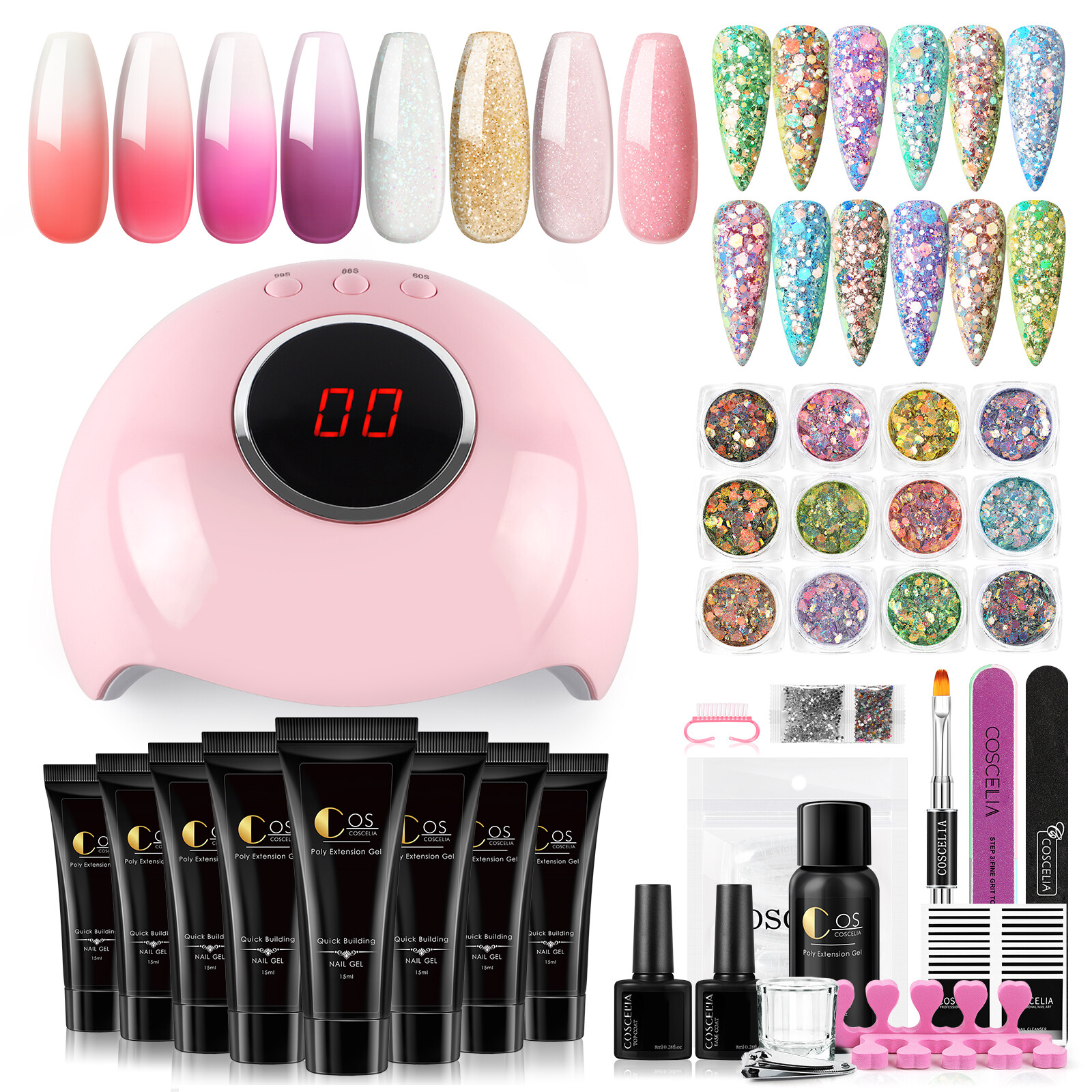 Complete Gel Nail Polish Set With Lamp Poly Gel Nail Set For Extension Nail Art